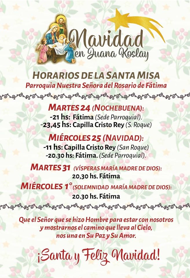 Vecinos: estos son los horarios de Santa Misa durante estas fiestas 🙏