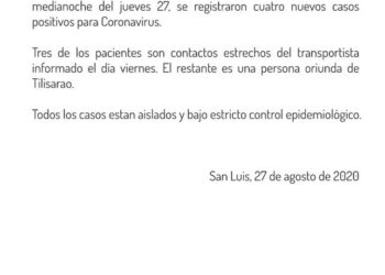 ÚLTIMO MOMENTO Cuatros casos nuevos de Coronavirus positivo, posteriores al reporte epidemiológico emitido hace unas horas.