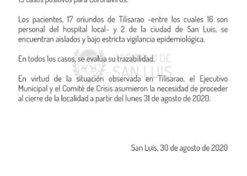 Comunicado OFICIAL del Comité de crisis 19 casos positivos para Coronavirus.