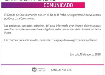 Detectaron dos nuevos casos positivos de coronavirus en San Luis