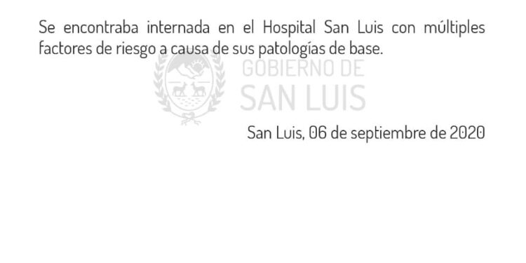 Primer fallecido por COVId-19 en San Luis