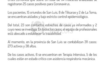 🔴Comunicado del Comité de Crisis 25 nuevos casos positivos de Coronavirus.