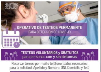 Se recuerda que mañana y todos los jueves se realizarán hisopados para detección de COVID-19 en el hospital de Juana Koslay