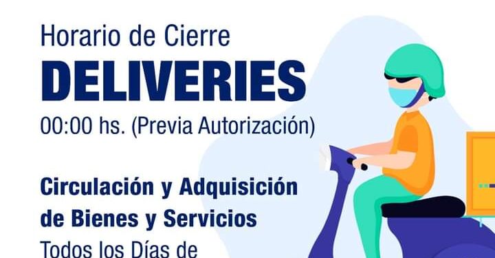 El Servicio de deliveries está autorizado hasta las 00 hs.