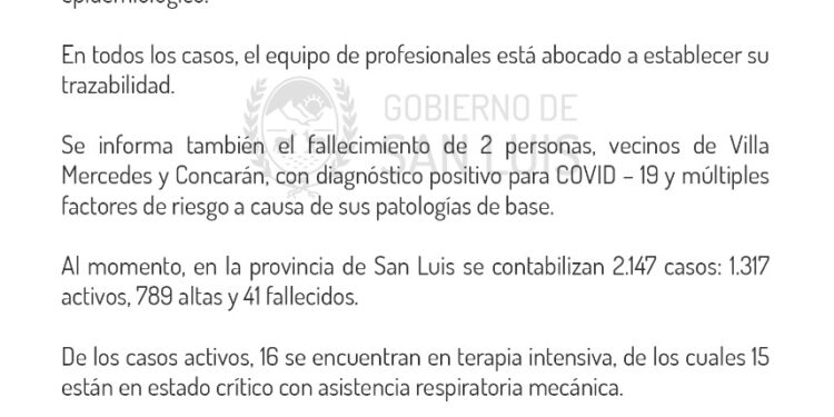 80 nuevos casos de Coronavirus. 2 en Potrero de los Funes
