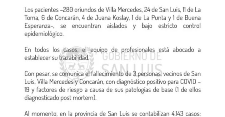 327 NUEVOS CASOS POSITIVOS DE CORONAVIRUS EN LA PROVINCIA. JUANA KOSLAY SUMA 4 CASOS NUEVOS