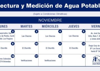El municipio de Juana Koslay dio a conocer el cronograma de medición de agua del mes de noviembre