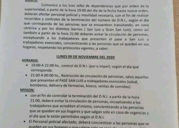 ULTIMO MOMENTO: SE INTENSIFICAN CONTROLES DE DNI DESDE LAS 19 HORAS