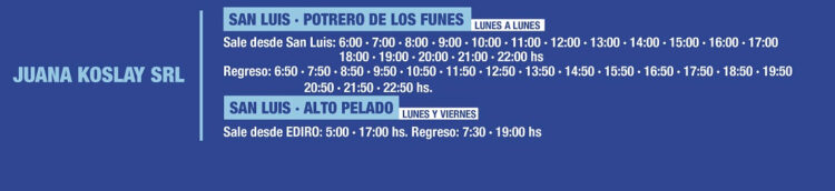 Frecuencias y horarios del transporte interurbano durante enero del 2021