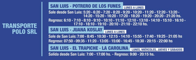 Frecuencias y horarios del transporte interurbano durante enero del 2021