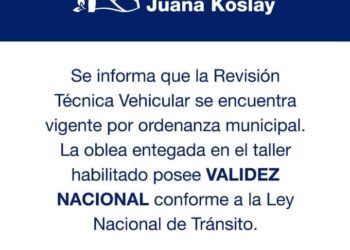 La Verificación Técnica Vehicular vigente posee VALIDEZ NACIONAL.