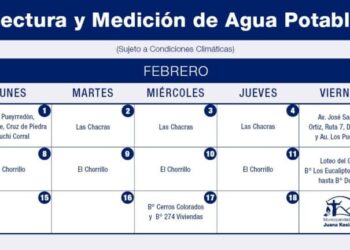 El municipio de Juana Koslay informa el cronograma de medición de agua mes de febrero