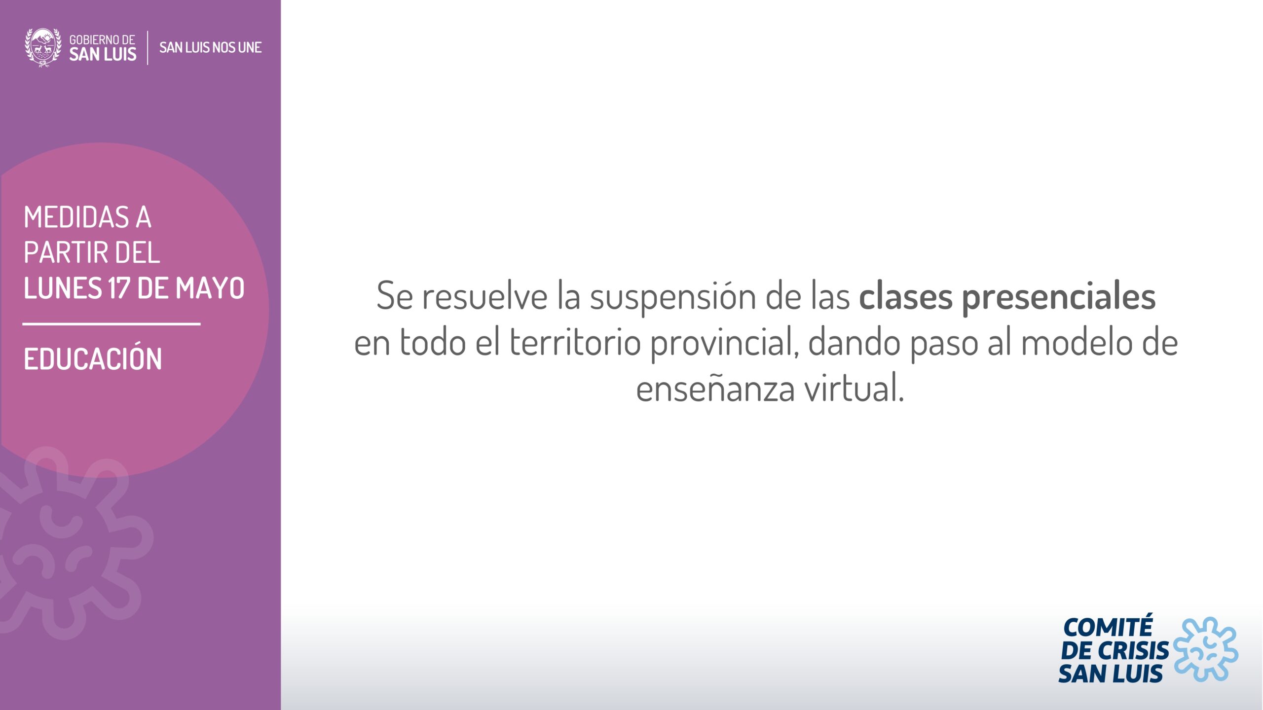 IMPORTANTE: MEDIDAS DISPUESTAS HOY POR EL COMITÉ DE CRISIS Y QUE ESTARÁN VIGENTES POR 15 DÍAS