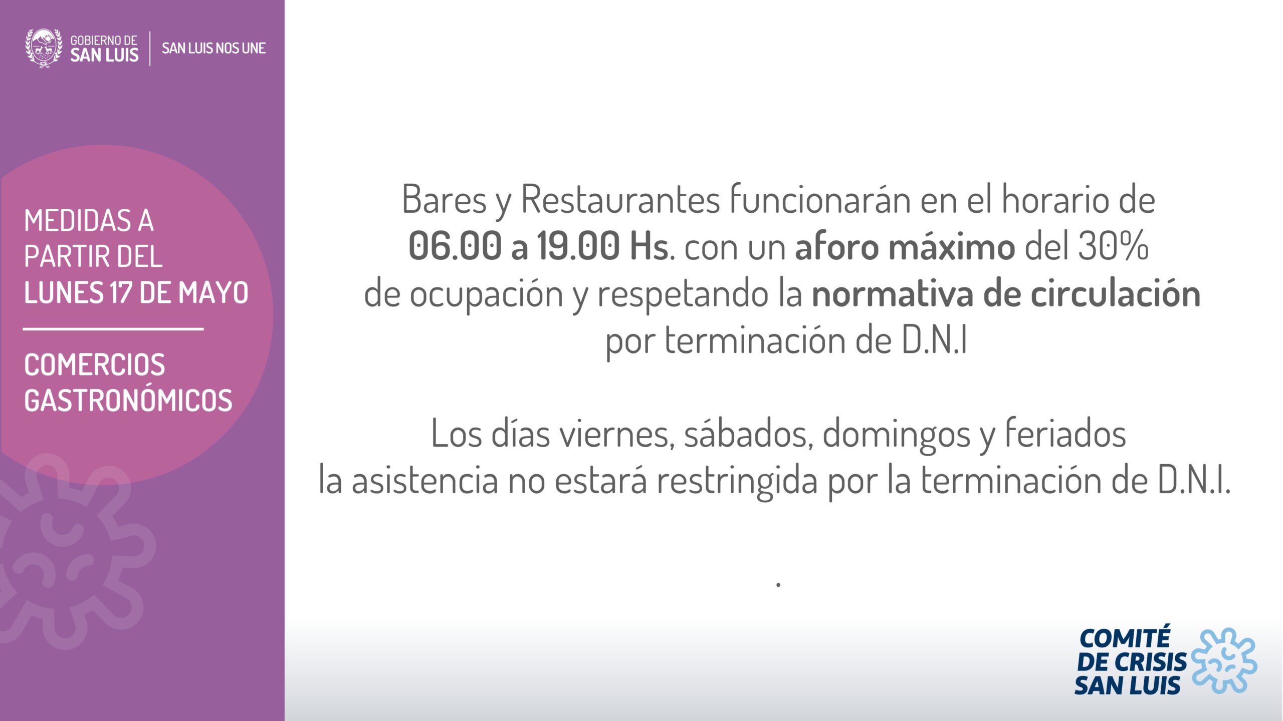 IMPORTANTE: MEDIDAS DISPUESTAS HOY POR EL COMITÉ DE CRISIS Y QUE ESTARÁN VIGENTES POR 15 DÍAS