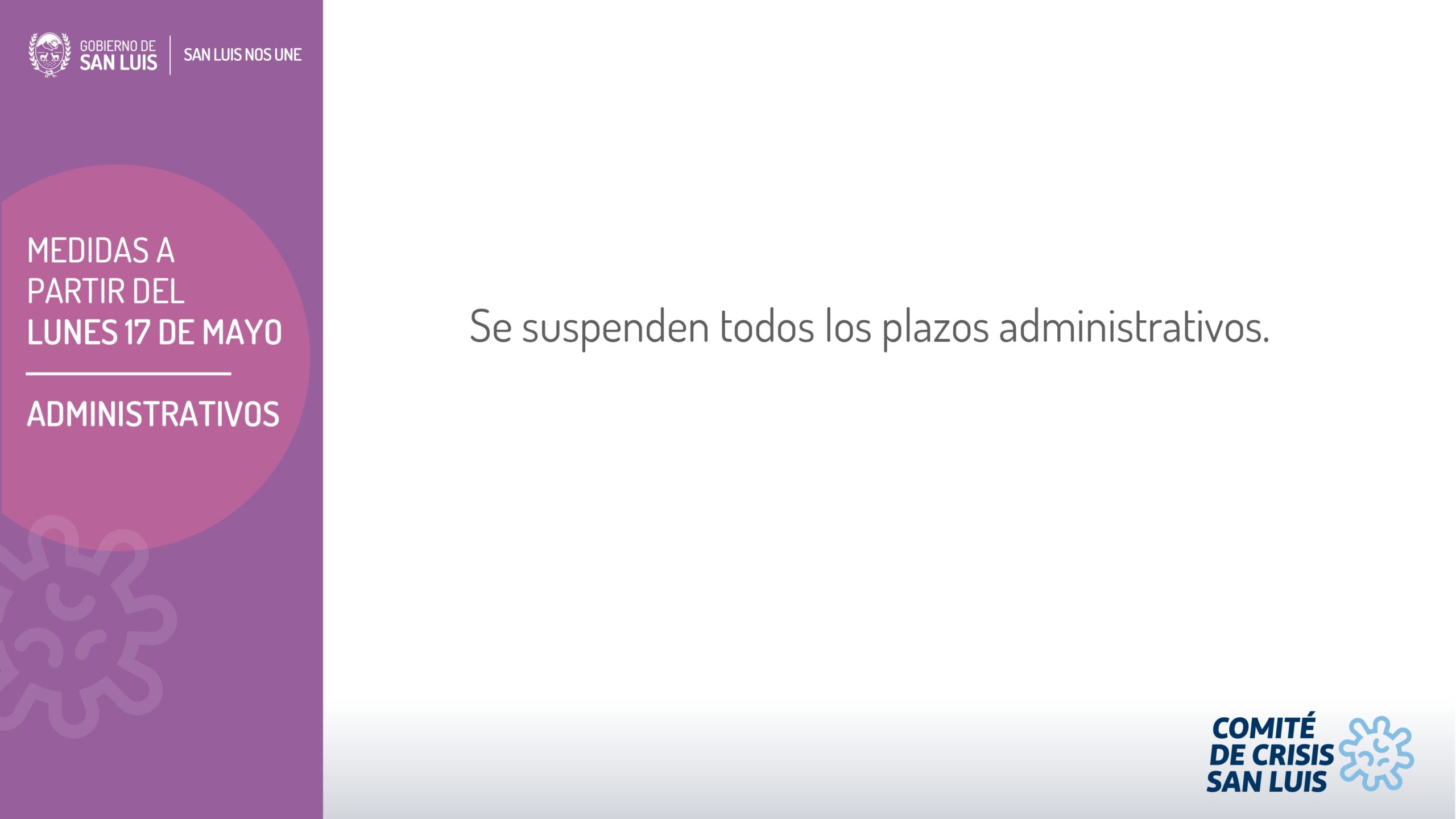 IMPORTANTE: MEDIDAS DISPUESTAS HOY POR EL COMITÉ DE CRISIS Y QUE ESTARÁN VIGENTES POR 15 DÍAS