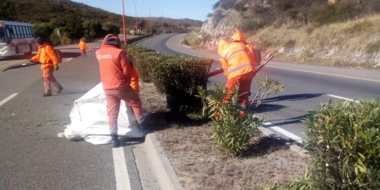 Intensifican tareas de limpieza y desmalezado en rutas 20, 9, Los Puquios y perilago Cruz de Piedra