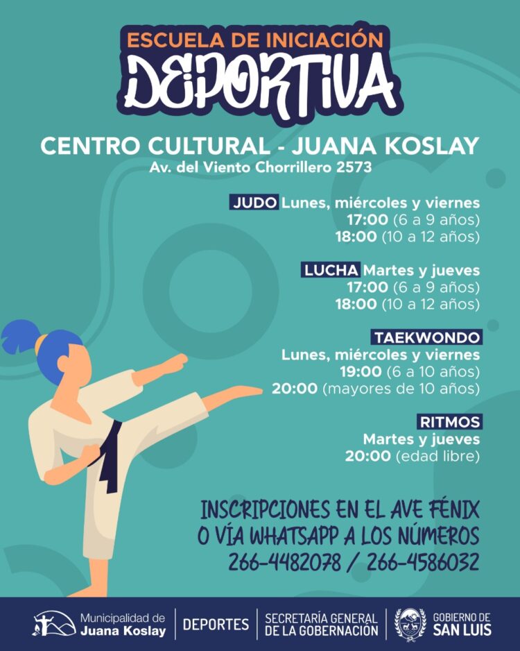 Estas son las 4 escuelas deportivas gratuitas que contará Juana Koslay