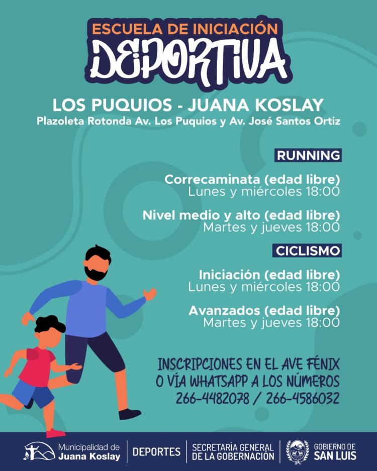 Estas son las 4 escuelas deportivas gratuitas que contará Juana Koslay