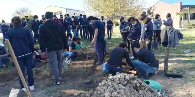 Personal del Vivero Cruz de Piedra visitaron la esc. N 37 Ing. Germán Lallemant