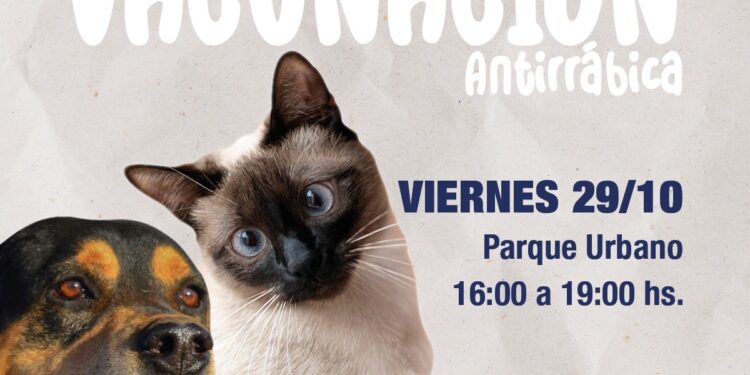 El plan de vacunación gratuita antirrábica estará en el Parque Urbano