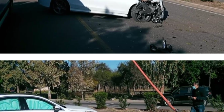 Un automóvil impactó contra un poste de luz en Ruta Provincial N° 9 a la altura de Juana Koslay