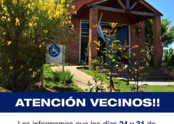 Los días 24 y 31 de diciembre el municipio de Juana Koslay no atenderá al público.