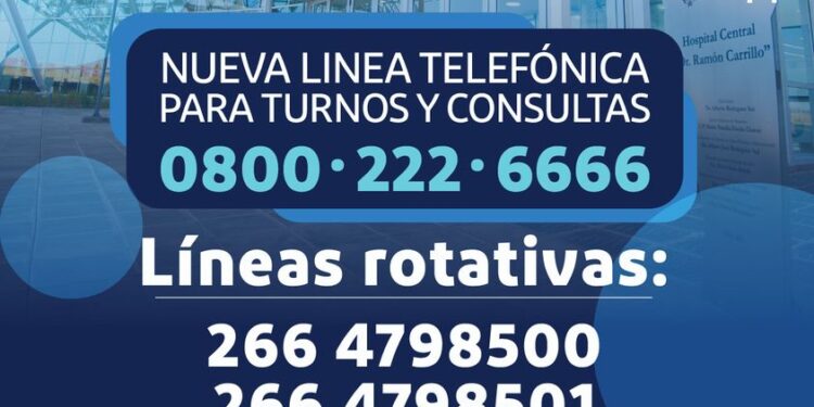 El Hospital “Dr. Ramón Carrillo” pone a disposición un 0800 y lineas rotativas para consultas y gestión de turnos.