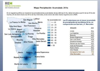 TABLA DE PRECIPITACIÓN ACUMULADA EN LA JORNADA DE AYER.