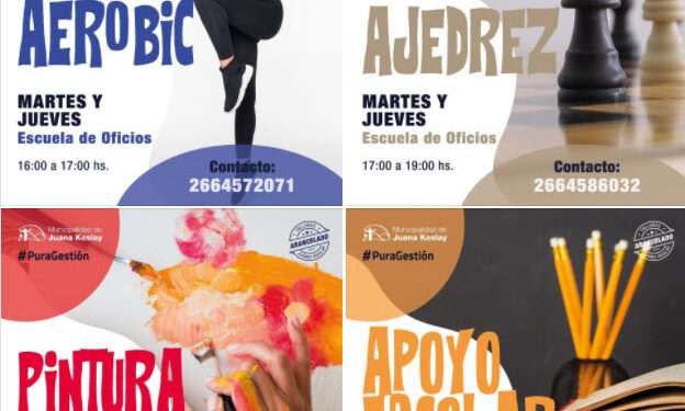 Nuevos talleres siguen sumandosé en la Escuela de Oficios y en el Centro Cultural de Juana Koslay.