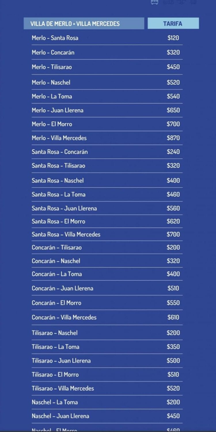 Nuevas tarifas para el transporte interurbano