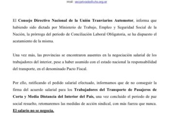 FINALMENTE NO HABRÁ PARO DEL INTERURBANO. SE DICTÓ CONCILIACIÓN OBLIGATORIA