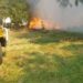 Incendio forestal ingreso al lago Potrero de los Funes.