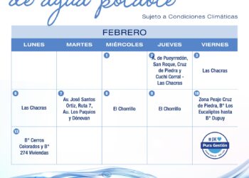 Cronograma de lectura y medición de agua potable del mes de Febrero