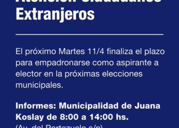 Este martes 11 vence el plazo para extranjeros para empadronarse como elector