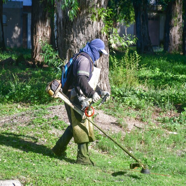 Tareas de desmalezado en distintos barrios