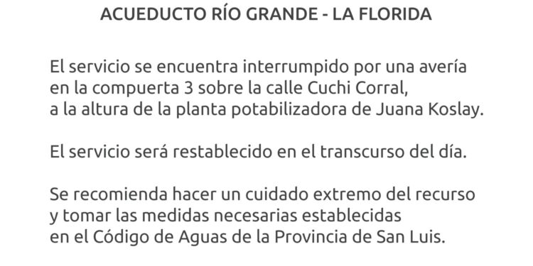 Corte y/o disminución del agua potable