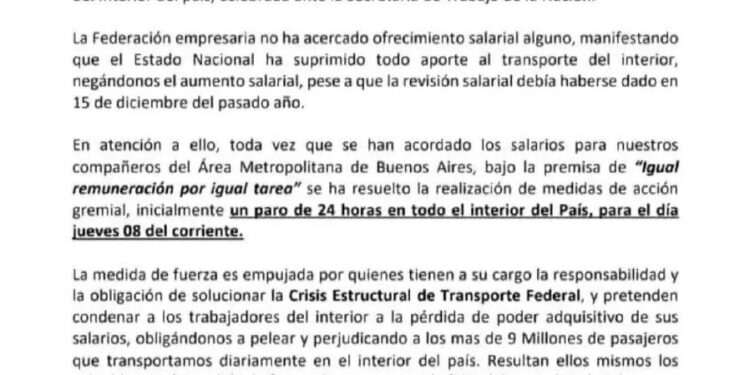 Paro de colectivos este jueves.