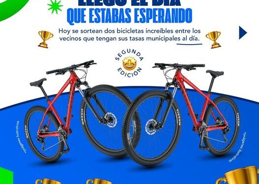 Hoy se sortean las dos bicis entre los vecinos que estén al día con las tasas e impuestos de Juana Koslay