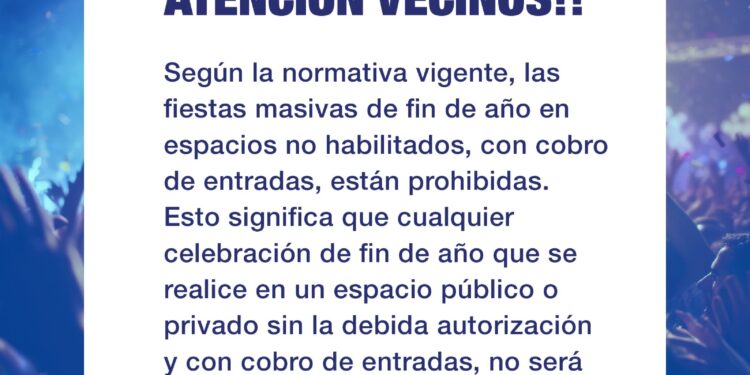 El municipio recuerda sobre la prohibición de fiestas masivas