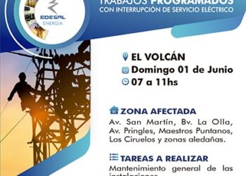 Corte del servicio eléctrico en El Volcán este domingo