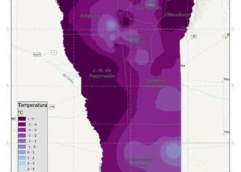 Casi -6 grados bajo cero en Juana Koslay y alrededores