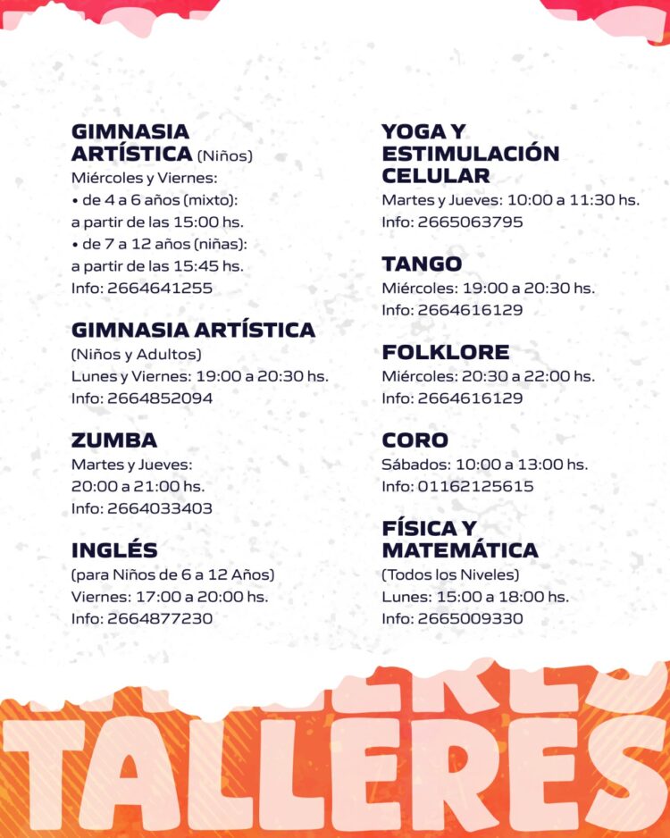 Una amplia gama de talleres y cursos ofrecen el Centro Cultural y la Escuela de Oficios de Juana Koslay