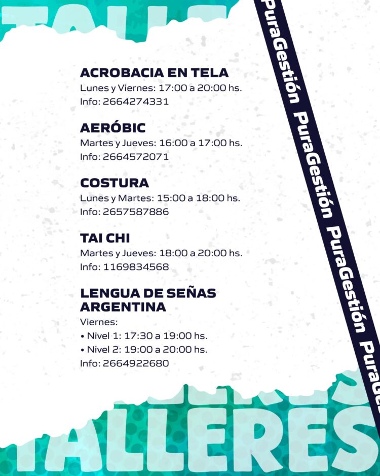 Una amplia gama de talleres y cursos ofrecen el Centro Cultural y la Escuela de Oficios de Juana Koslay