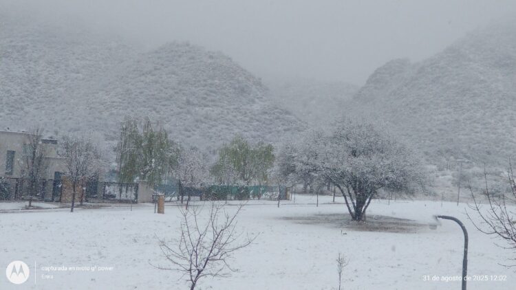 Imágenes que nos comparten de la nieve en su paso por Juana Koslay