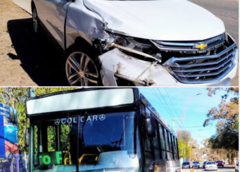 Un colectivo y una camioneta protagonizaron un choque en Juana Koslay