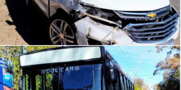 Un colectivo y una camioneta protagonizaron un choque en Juana Koslay