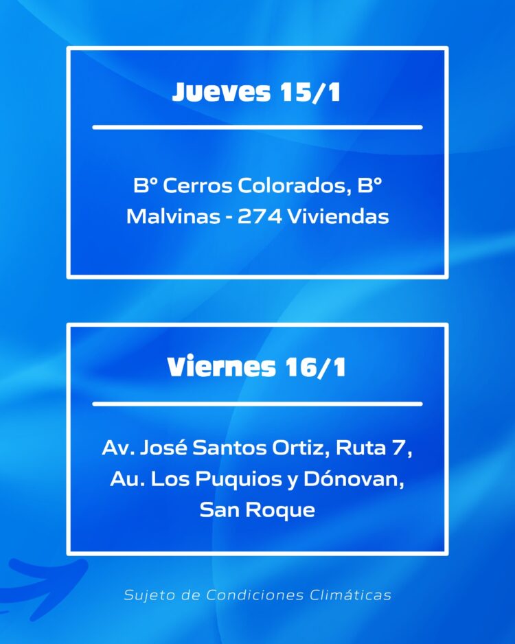 Cronograma de medición de agua para Enero