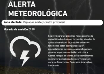 Alerta meteorológico por lluvias a partir de la tarde