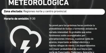 Alerta meteorológico por lluvias a partir de la tarde