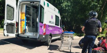 Accidente entre moto y auto en el acceso a Potrero